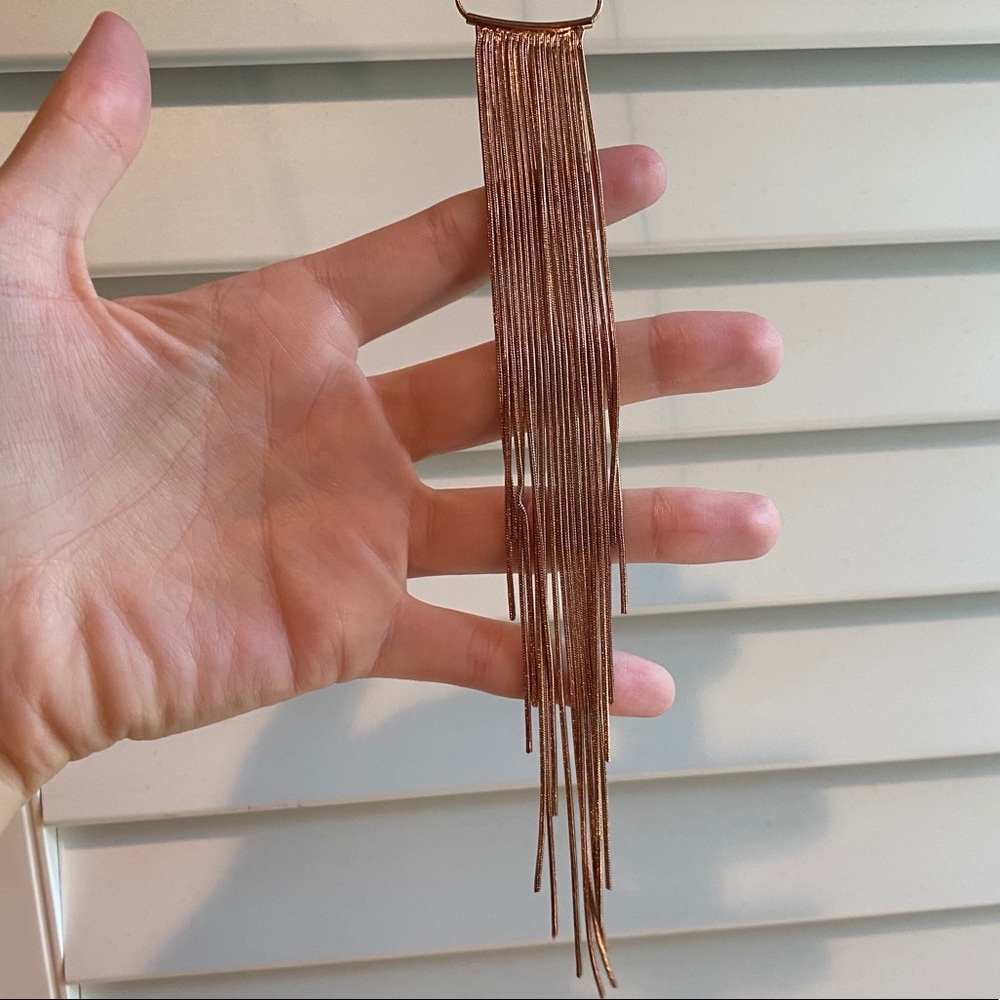 Rose Gold Fringe Long Necklace